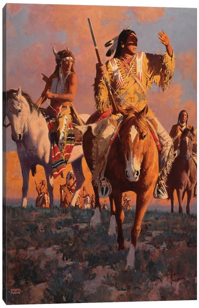 Camanche Sundown Canvas Art Print - Native American Décor