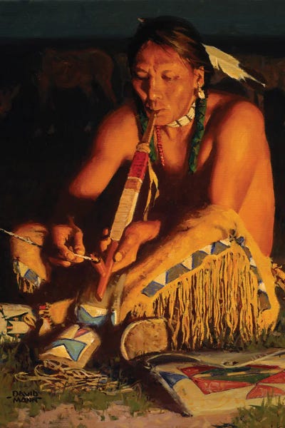 Kiowa Smoke by David Mann framed canvas print