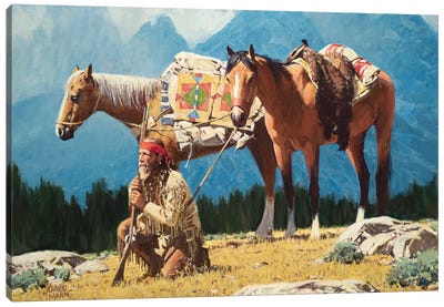Land Of The Tetons Canvas Art Print - Indigenous & Native American Culture