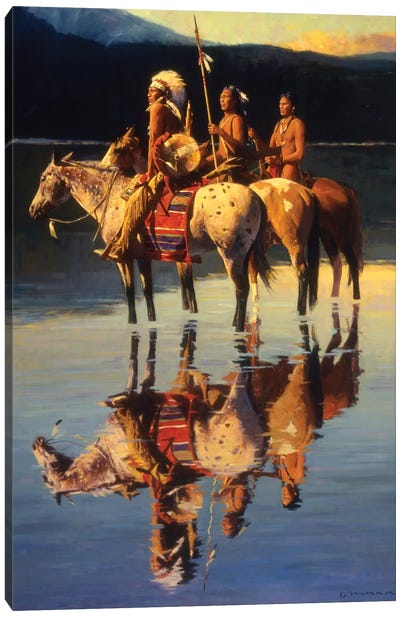 Peace On Blue Lake Canvas Art Print - Native American Décor