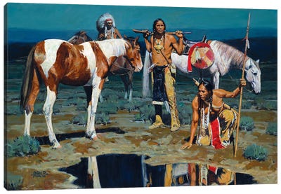 Shod Horses And Boot Prints Canvas Art Print - Indigenous & Native American Culture