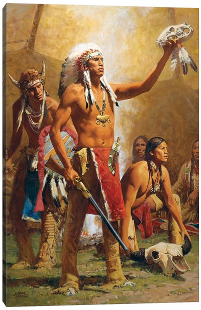 Thunderbird, Bear, And Buffalo Canvas Art Print - Indigenous & Native American Culture