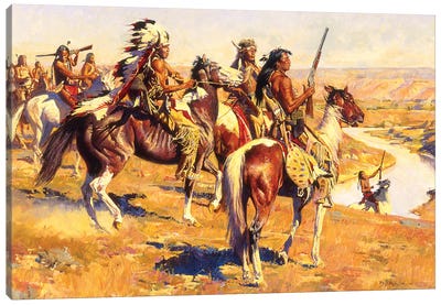 War Party Canvas Art Print - Native American Décor