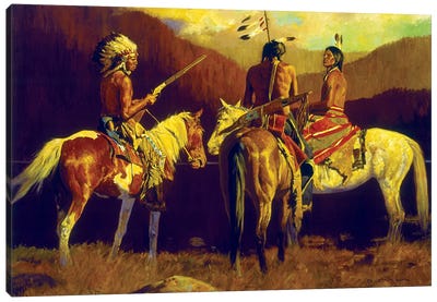 Warrior's Autumn Canvas Art Print - Native American Décor