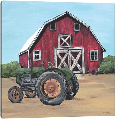 Park It In The Barnyard Canvas Art Print - Tractors