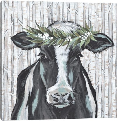 Wanda The Winter Holstein Canvas Art Print - Farmhouse Christmas Décor
