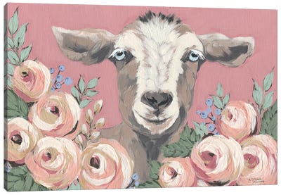Goat In The Garden Canvas Art Print - Michele Norman