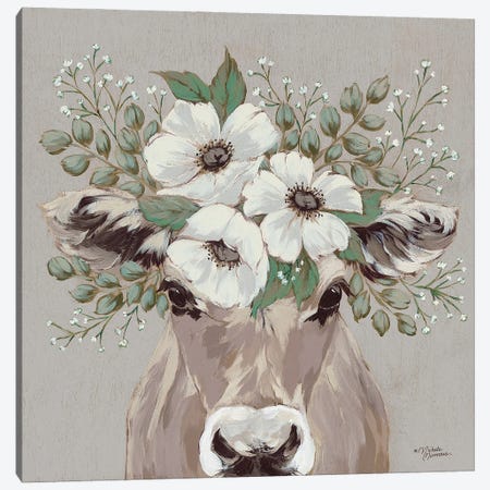 Flora The Jersey Cow Canvas Print #MNO124} by Michele Norman Canvas Wall Art