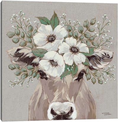Flora The Jersey Cow Canvas Art Print - Michele Norman