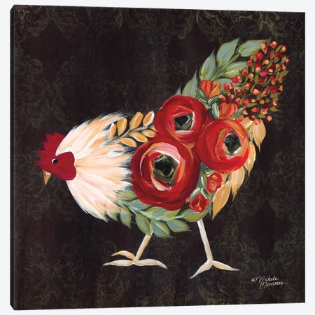 Botanical Rooster Canvas Print #MNO1} by Michele Norman Art Print