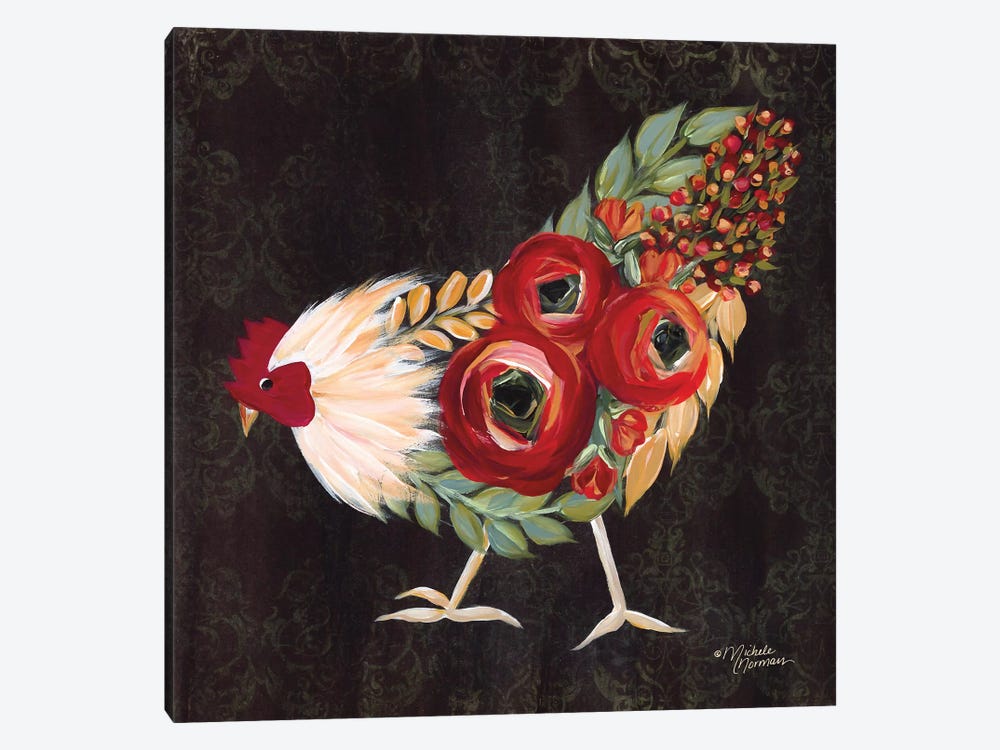 Botanical Rooster by Michele Norman 1-piece Canvas Art Print
