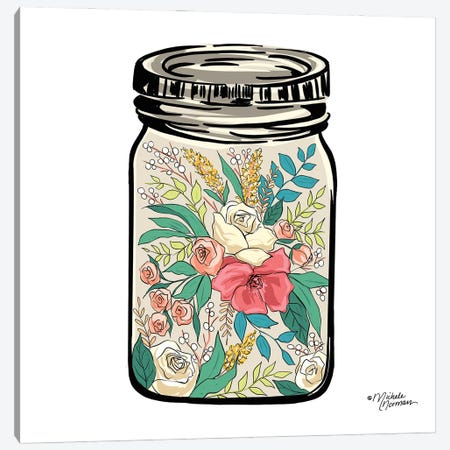 Floral Jar Canvas Print #MNO20} by Michele Norman Canvas Art