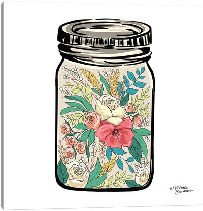 Floral Jar Canvas Art Print - Bohemian Flair 