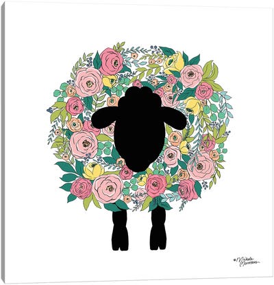 Floral Sheep Canvas Art Print - Michele Norman