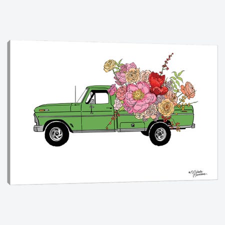 Floral Truck Canvas Print #MNO27} by Michele Norman Canvas Print