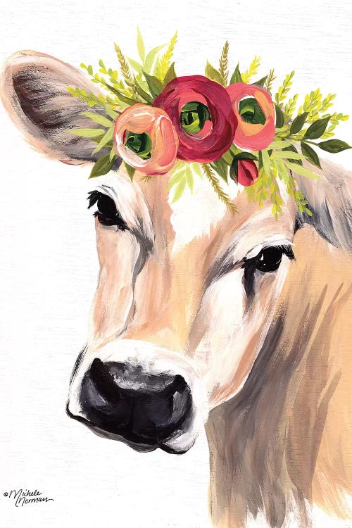 Jersey Cow with Floral Crown