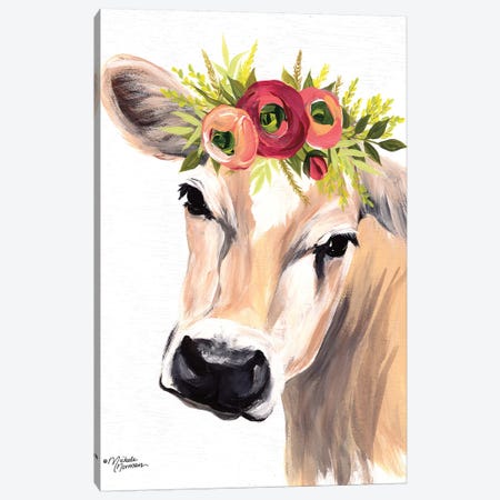 Jersey Cow with Floral Crown Canvas Print #MNO32} by Michele Norman Art Print