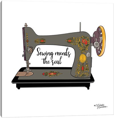 Sewing Mends the Soul Canvas Art Print - Knitting & Sewing