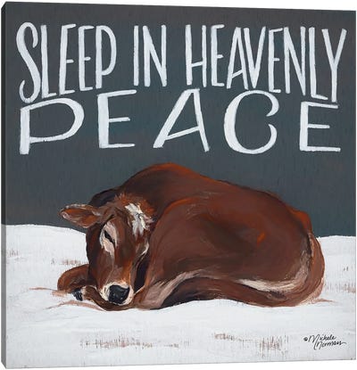 Sleep in Heavenly Peace Canvas Art Print - Christmas Cow Art