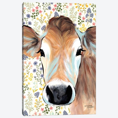 Bluebell Cow Canvas Print #MNO4} by Michele Norman Canvas Art