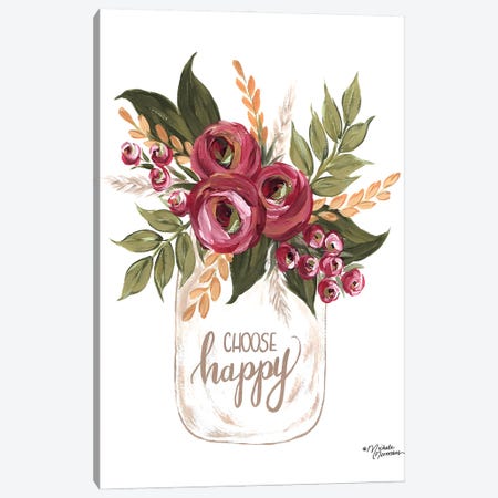 Choose Happy Flowers Canvas Print #MNO50} by Michele Norman Art Print