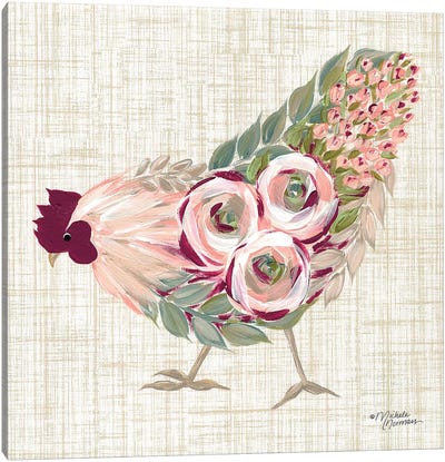 Botanical Rooster II Canvas Art Print - Chicken & Rooster Art