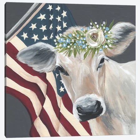 Patriotic Cow Canvas Print #MNO61} by Michele Norman Canvas Art
