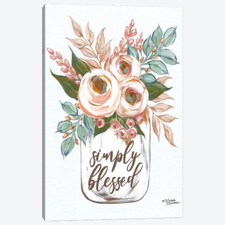 Simply Blessed Flowers Canvas Print #MNO64} by Michele Norman Art Print