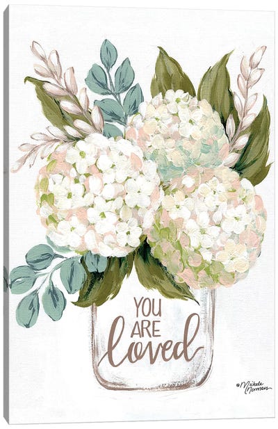 You Are Loved Flowers Canvas Art Print - Michele Norman