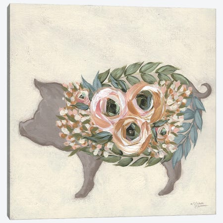 Alice The Pig Canvas Print #MNO76} by Michele Norman Canvas Wall Art
