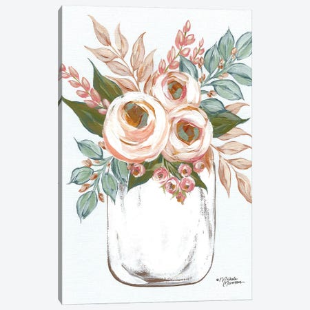 Floral Jar Canvas Print #MNO86} by Michele Norman Canvas Art Print