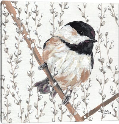 Wee Chickadee Canvas Art Print - Michele Norman