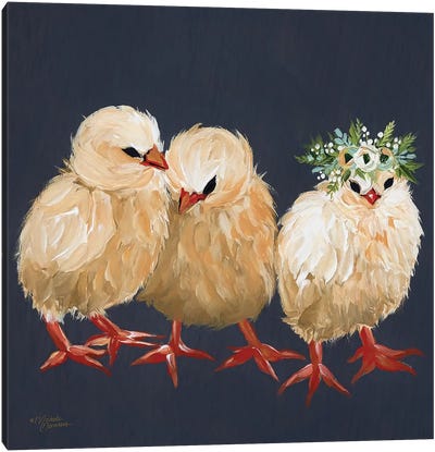 Chick Trio Canvas Art Print - Easter