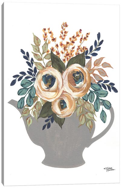 Fall Floral Bowls Canvas Art Print - Kitchen Art Collection
