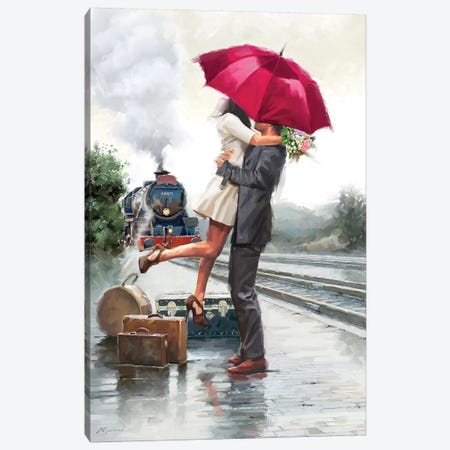 Couple On Train Station Canvas Print #MNS126} by The Macneil Studio Canvas Print