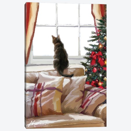 Cat On Chair Canvas Print #MNS190} by The Macneil Studio Canvas Print