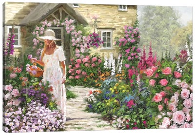 Cottage Garden Canvas Art Print - Gardening Art