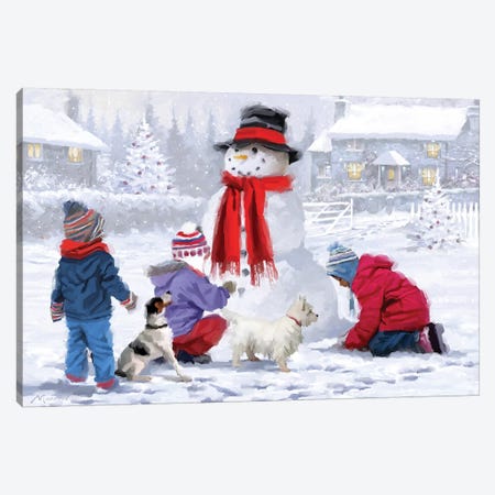 Christmas Snowman Canvas Print #MNS250} by The Macneil Studio Canvas Art