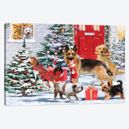 Frolicking Dogs Canvas Print #MNS321} by The Macneil Studio Canvas Wall Art