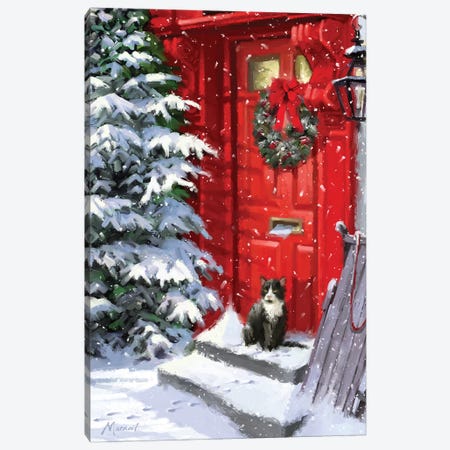 Red Door And Cat Canvas Print #MNS445} by The Macneil Studio Canvas Art