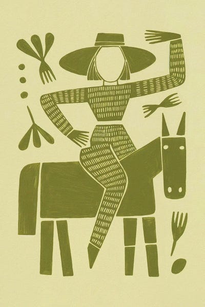 Abstract Horse Rider In Green