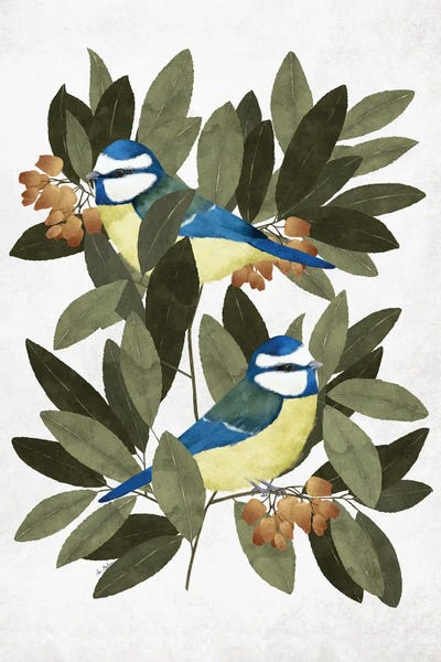 Ana Martínez: Blue Tit And Strawberry Tree by Ana Martínez
