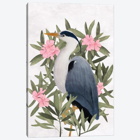 Gray Heron And Oleander Canvas Print #MNZ55} by Ana Martínez Canvas Art Print