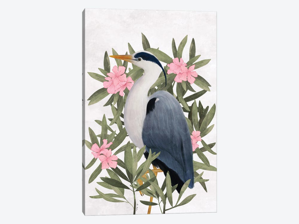 Gray Heron And Oleander by Ana Martínez 1-piece Art Print
