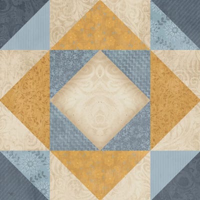 Blue and Gold Quilt Square by Mollie B. multi panel art