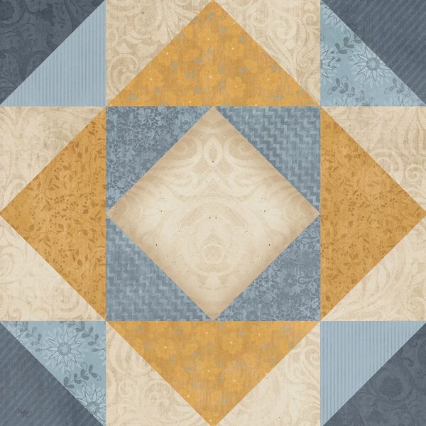 Blue and Gold Quilt Square