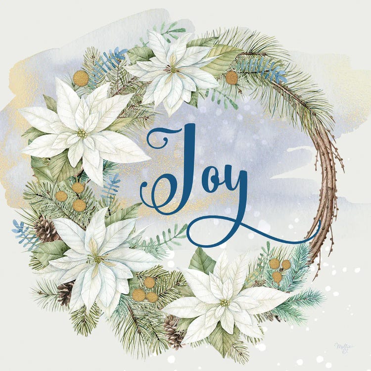 Joy Poinsettia Wreath by Mollie B. wall art