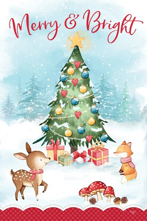 Merry & Bright Woodland Christmas by Mollie B. wall art
