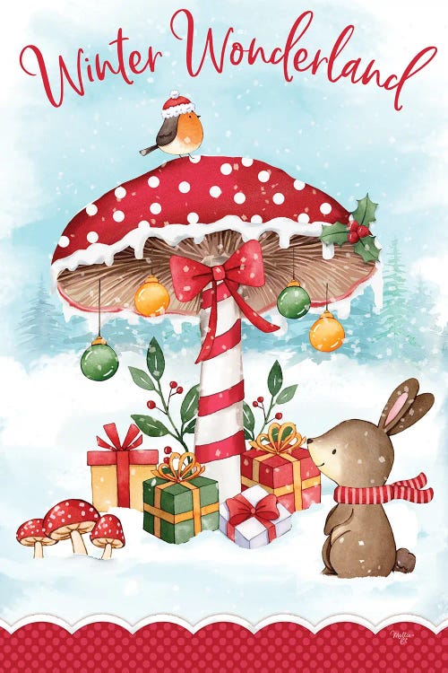 Mushroom Winter Wonderland by Mollie B. wall art