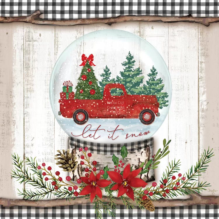 Let it Snow Red Truck by Mollie B. wall art